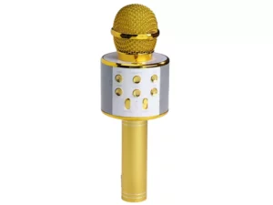 Microphone Bluetooth Karaoke Denver w/BT, Speaker & microSD Card Gold